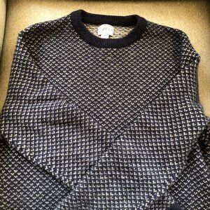 J. Crew Merino Wool Blend Men's Blue Medium Crewneck Dots Soft Warm